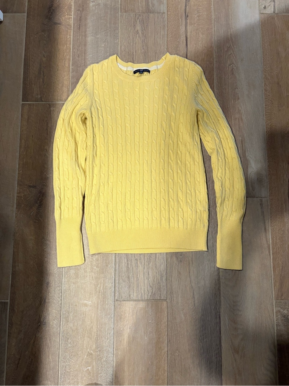 GAP Yellow Cable Knit Crewneck Sweater